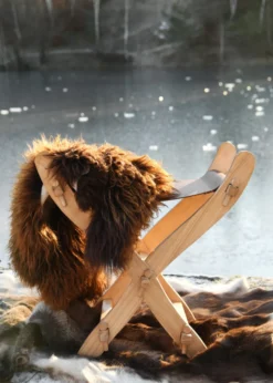 Mittelalter-Scherenstuhl mit Ledersitz