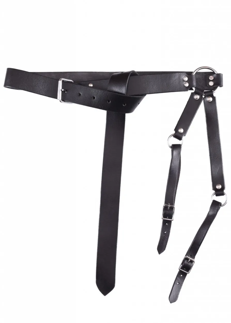 Mittelalter Schwertgürtel aus schwarzem Leder