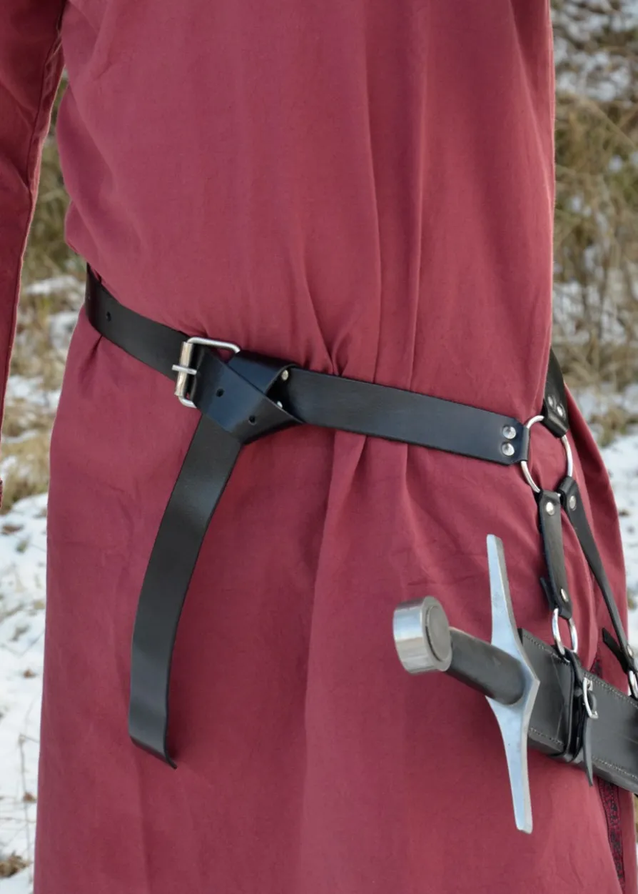 Mittelalter Schwertgürtel aus schwarzem Leder