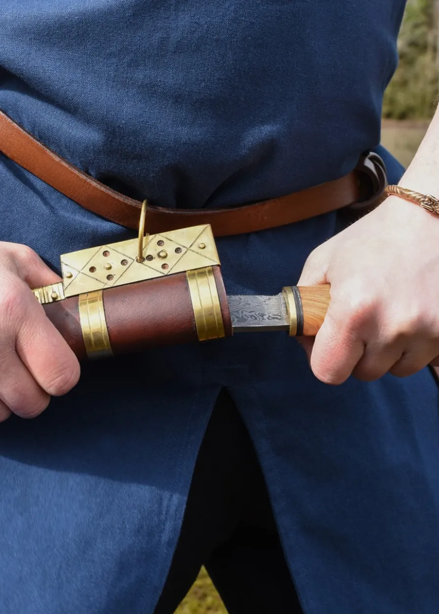 Mittelalter-Tunika Ailrik mit Bordüre, kurzarm, blau