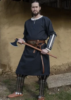 Mittelalter Tunika Albrecht mit Borte, langarm, dunkelblau