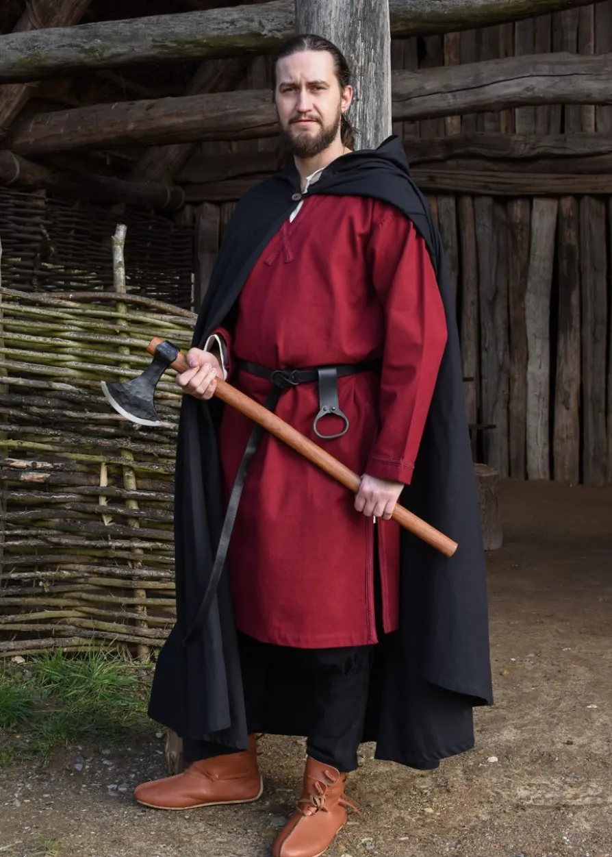 Mittelalter Tunika Albrecht mit Borte, langarm, weinrot