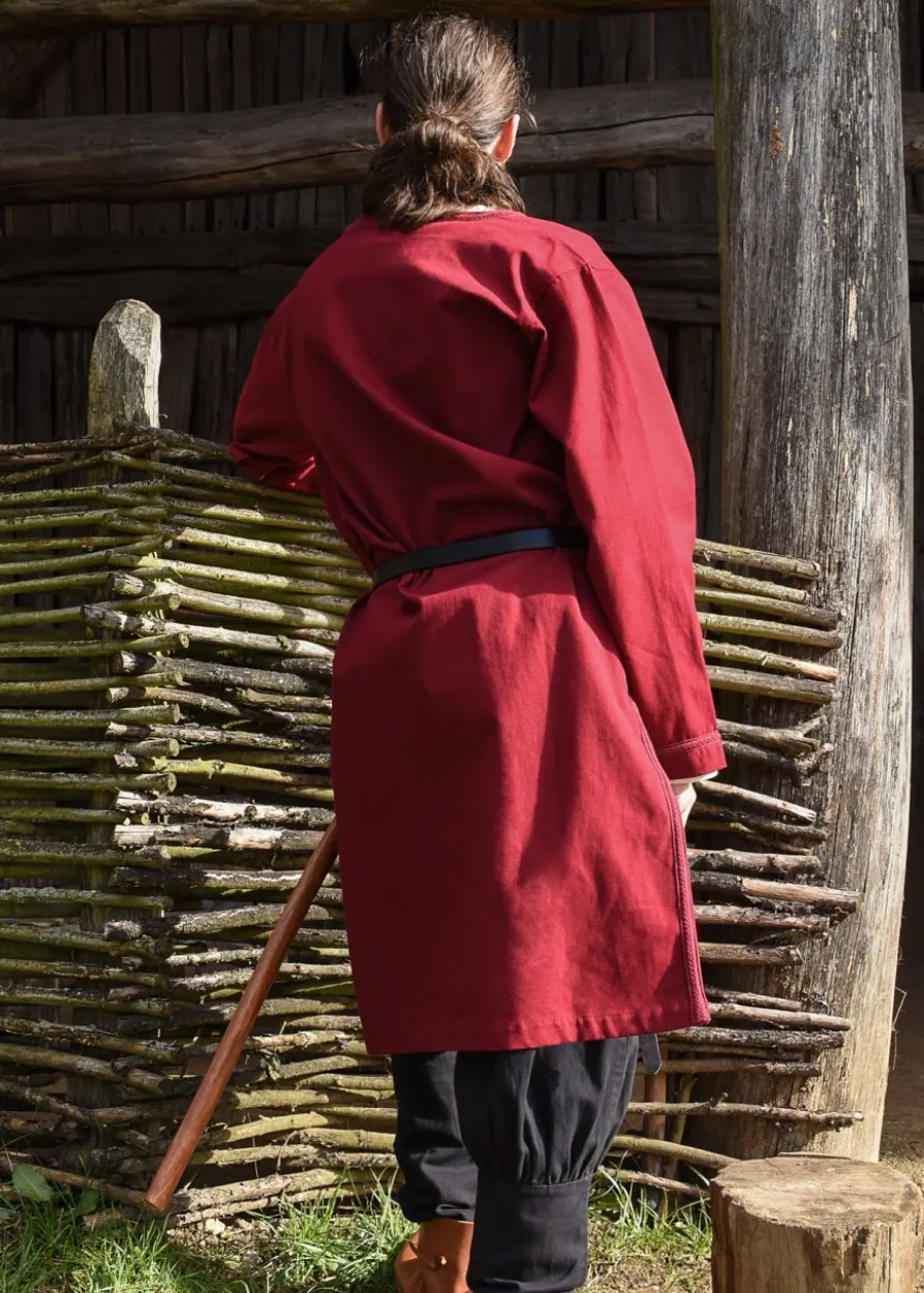 Mittelalter Tunika Albrecht mit Borte, langarm, weinrot