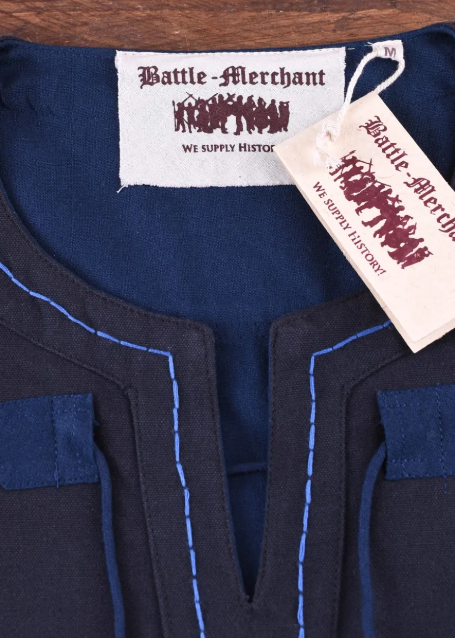 Mittelalter Tunika Bent mit abnehmbaren Ärmeln, blau/dunkelblau