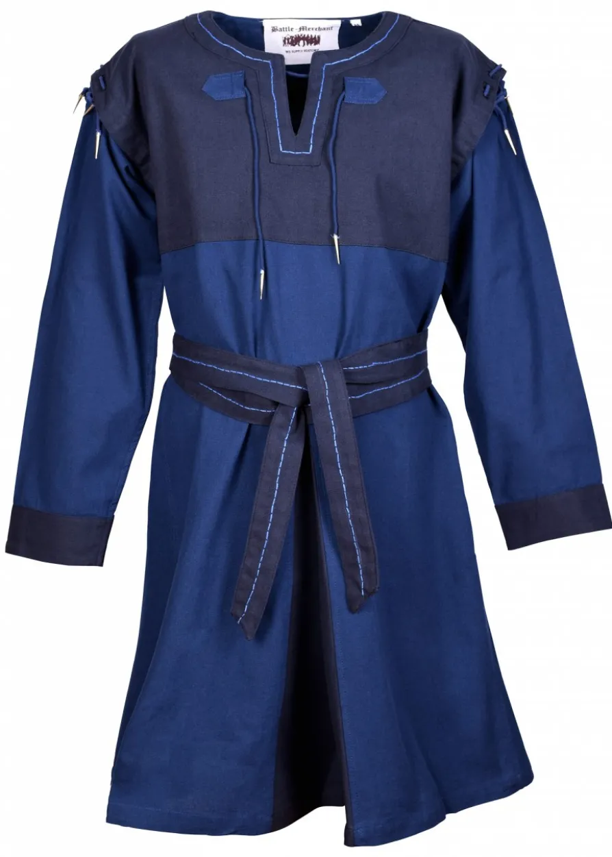 Mittelalter Tunika Bent mit abnehmbaren Ärmeln, blau/dunkelblau
