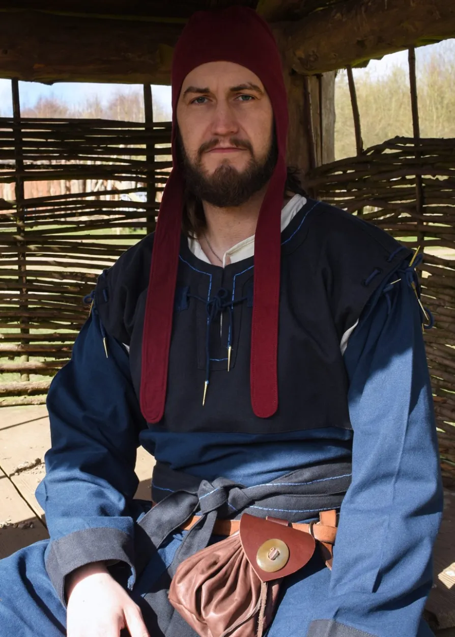 Mittelalter Tunika Bent mit abnehmbaren Ärmeln, blau/dunkelblau