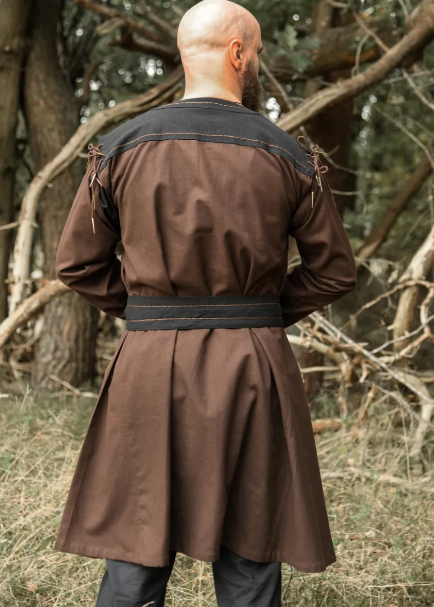 Mittelalter Tunika Bent mit abnehmbaren Ärmeln, braun/schwarz