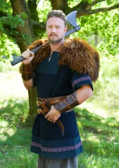 Mittelalter Tunika Egil mit Stickerei, Used-Look, blau