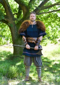 Mittelalter Tunika Egil mit Stickerei, Used-Look, blau