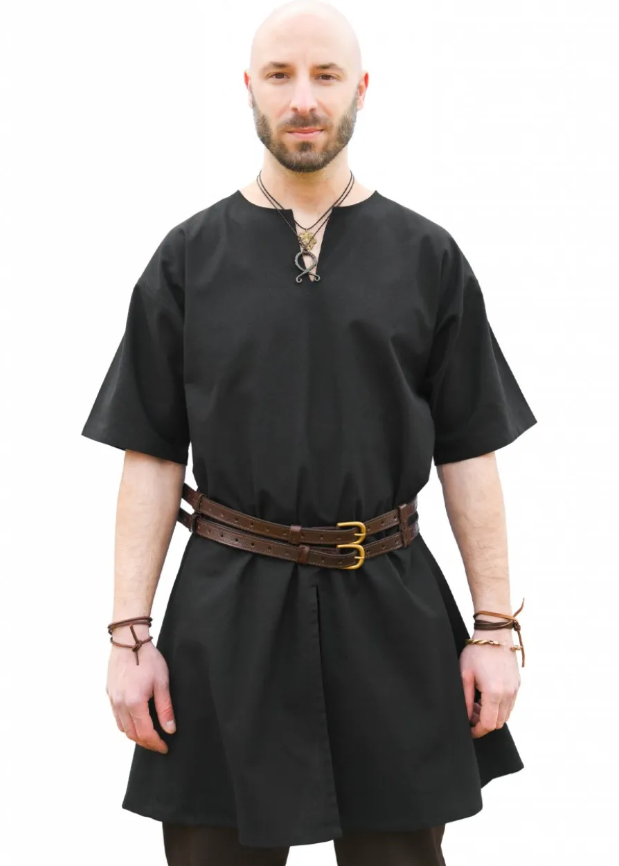 Mittelalter-Tunika Jasper, kurzarm, schwarz