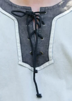 Mittelalter Tunika Sigval, Materialmix, Used-Look, grau