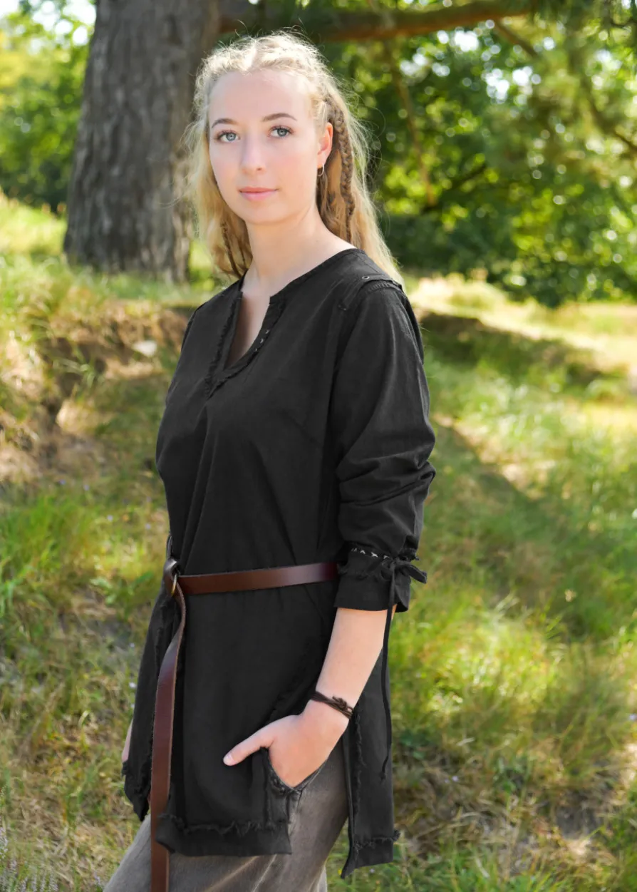 Mittelalter Tunika Yrsa, Used-Look, schwarz