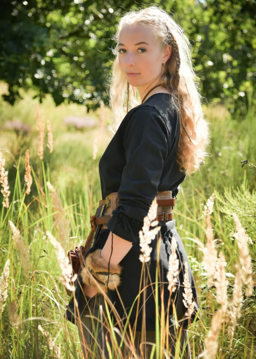 Mittelalter Tunika Yrsa, Used-Look, schwarz