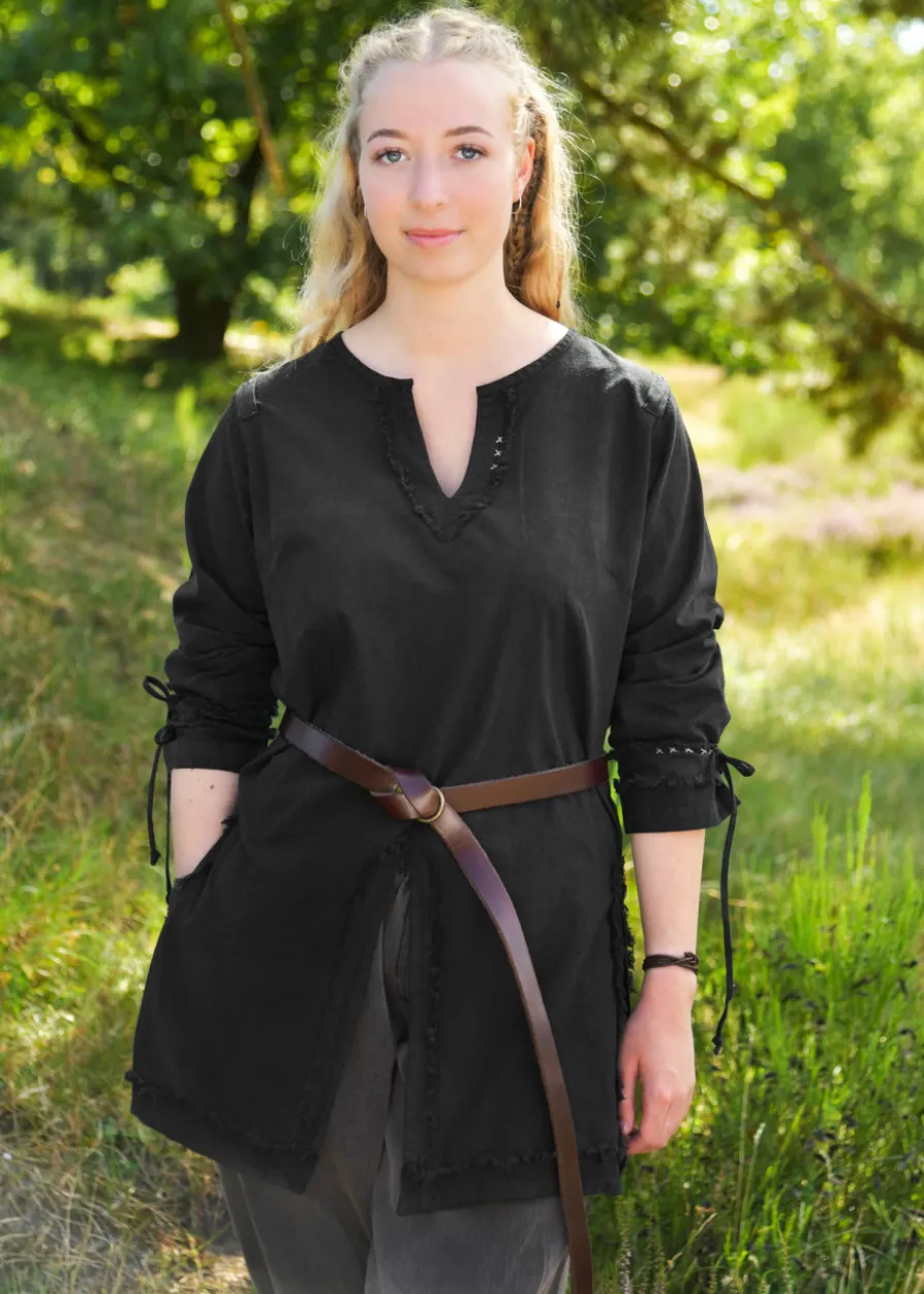 Mittelalter Tunika Yrsa, Used-Look, schwarz