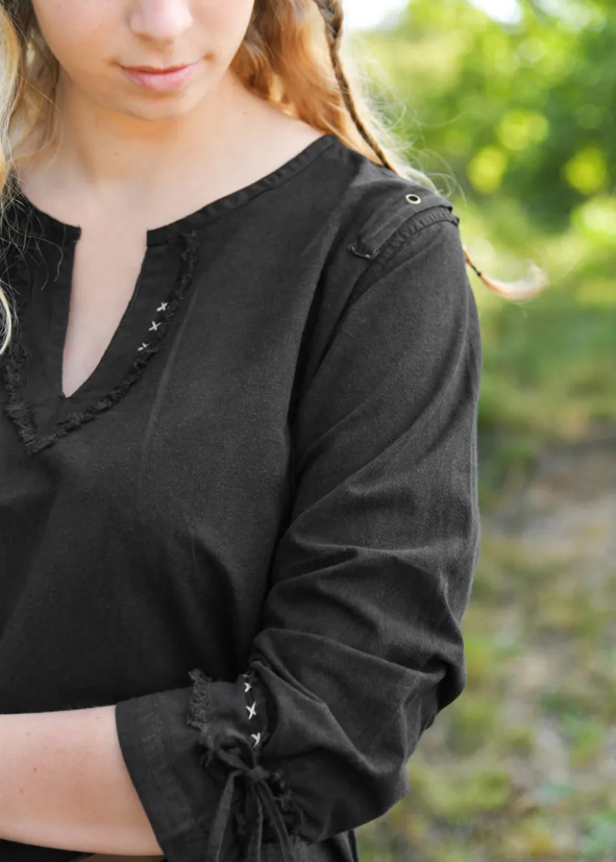 Mittelalter Tunika Yrsa, Used-Look, schwarz
