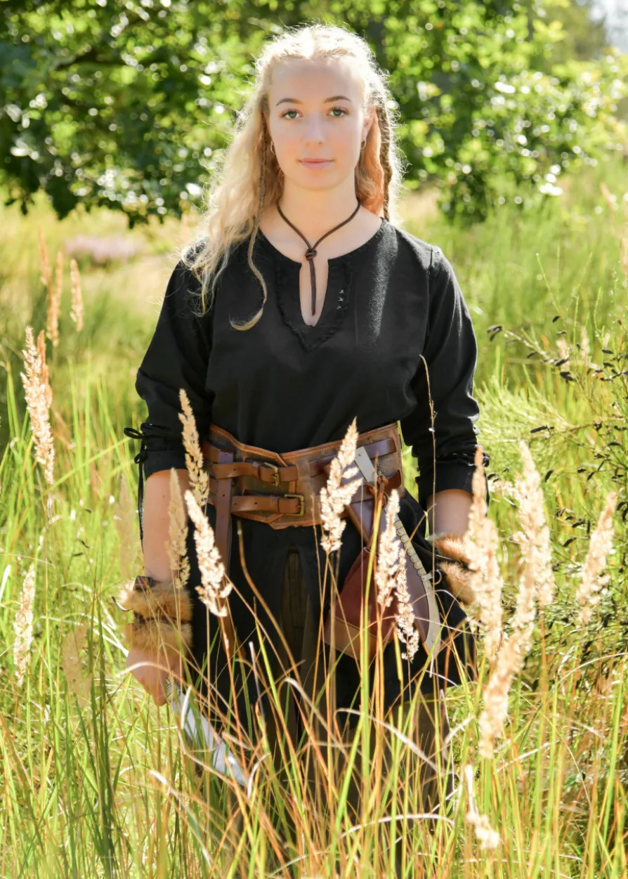 Mittelalter Tunika Yrsa, Used-Look, schwarz