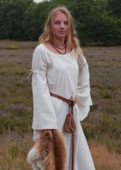 Mittelalter-Unterkleid Burglinde mit Trompetenärmeln, natur