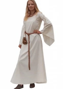 Mittelalter-Unterkleid Burglinde mit Trompetenärmeln, natur