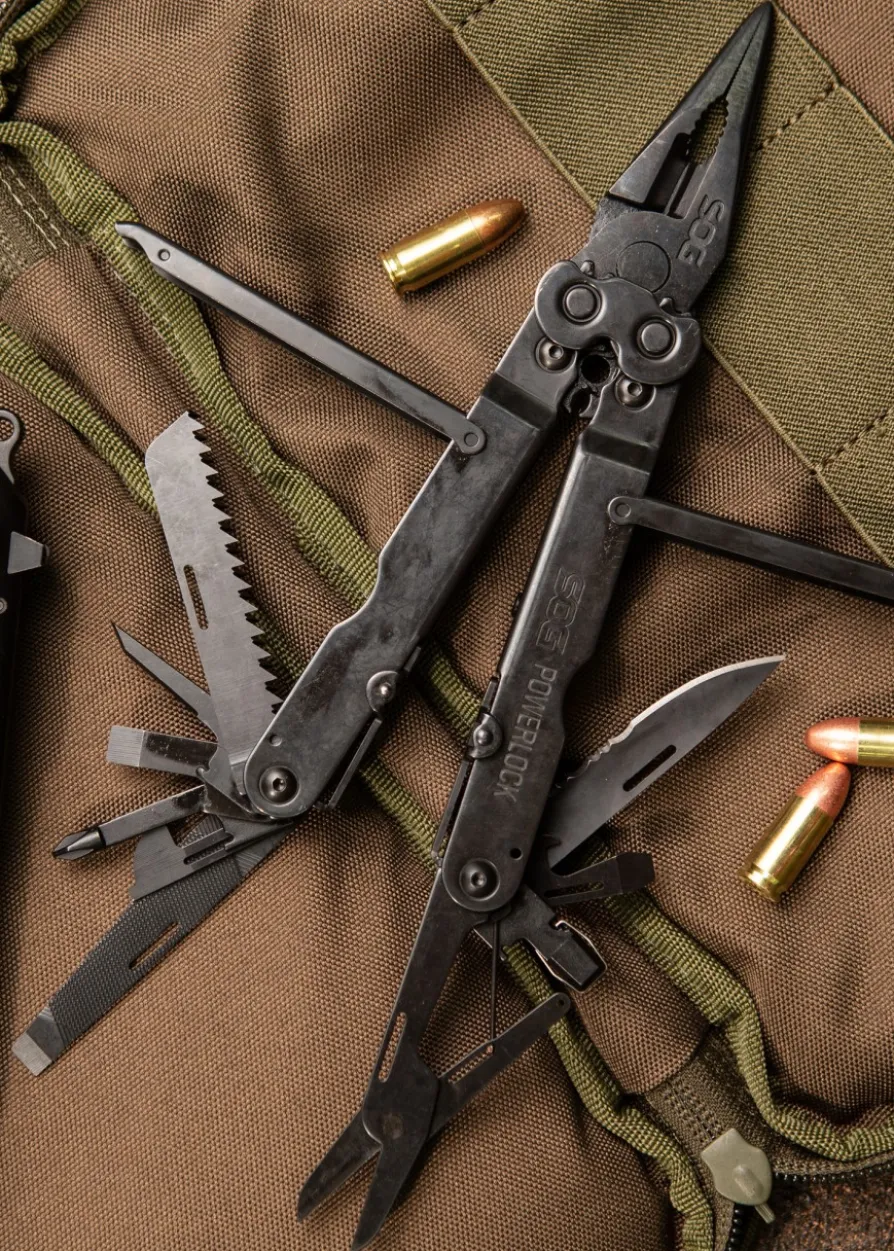 Multitool Powerlock EOD, Schwarz, Nylonscheide, SOG