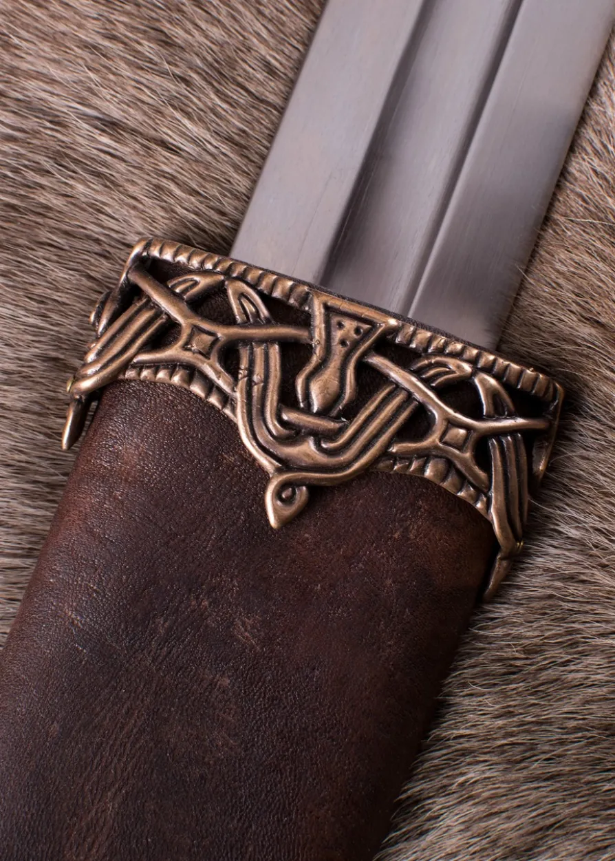 Mundblech für Wikinger-Schwertscheide, Messing mit Antik-Finish