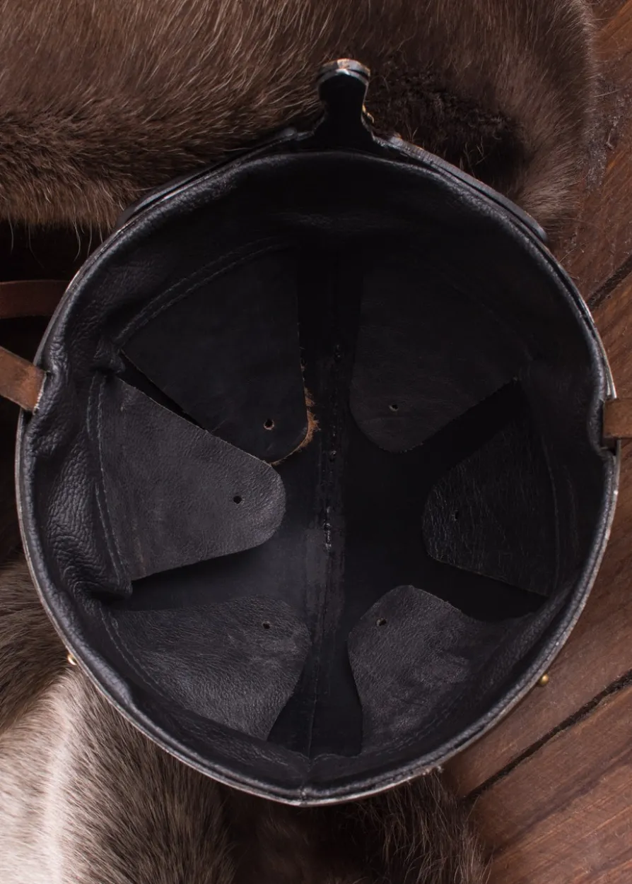 Nasalhelm mit Keltischen Motiven, Stahl mit Antik-Finish