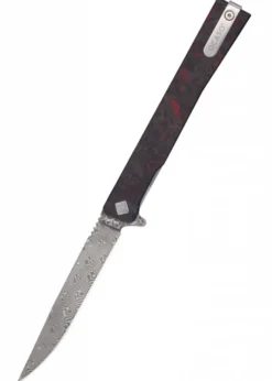 Ocaso Knives SOLSTICE, Damast, rot, Taschenmesser
