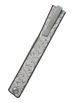 Ocaso Knives, SOLSTICE ENGRAVED TITANIUM, SATIN, SCROLL, Taschenmesser