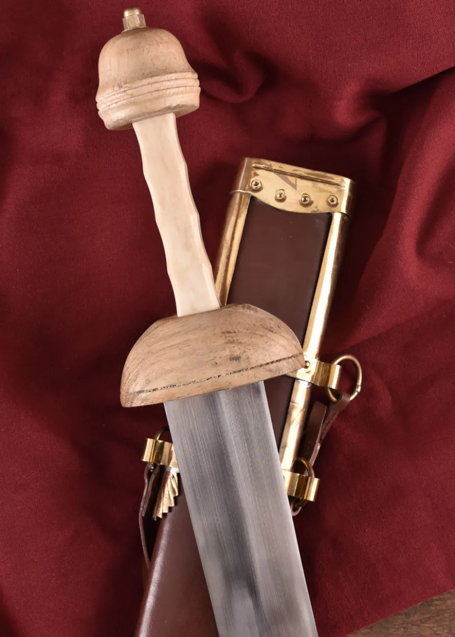 Pompeji Gladius mit dunkler Scheide und Riemen