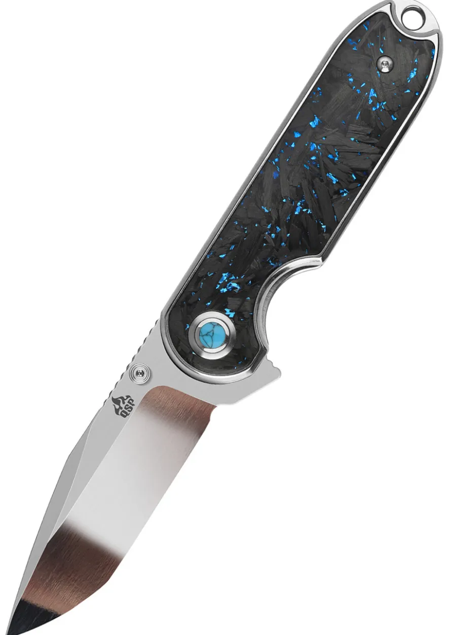 QSP, Nebula Blue Shredded Carbon Fiber Handle, Taschenmesser
