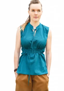 Ärmellose Mittelalter-Bluse Levke, petrol