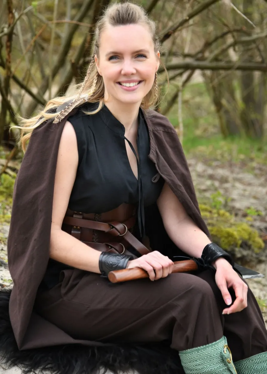 Ärmellose Mittelalter-Bluse Levke, schwarz