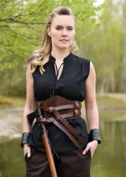 Ärmellose Mittelalter-Bluse Levke, schwarz