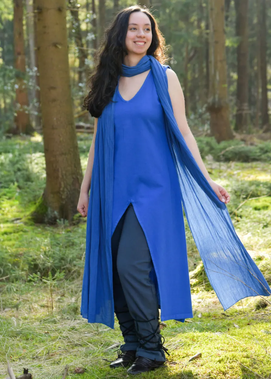 Ärmelloses Kleid Ilora mit Schal/Gürtel, kornblumenblau