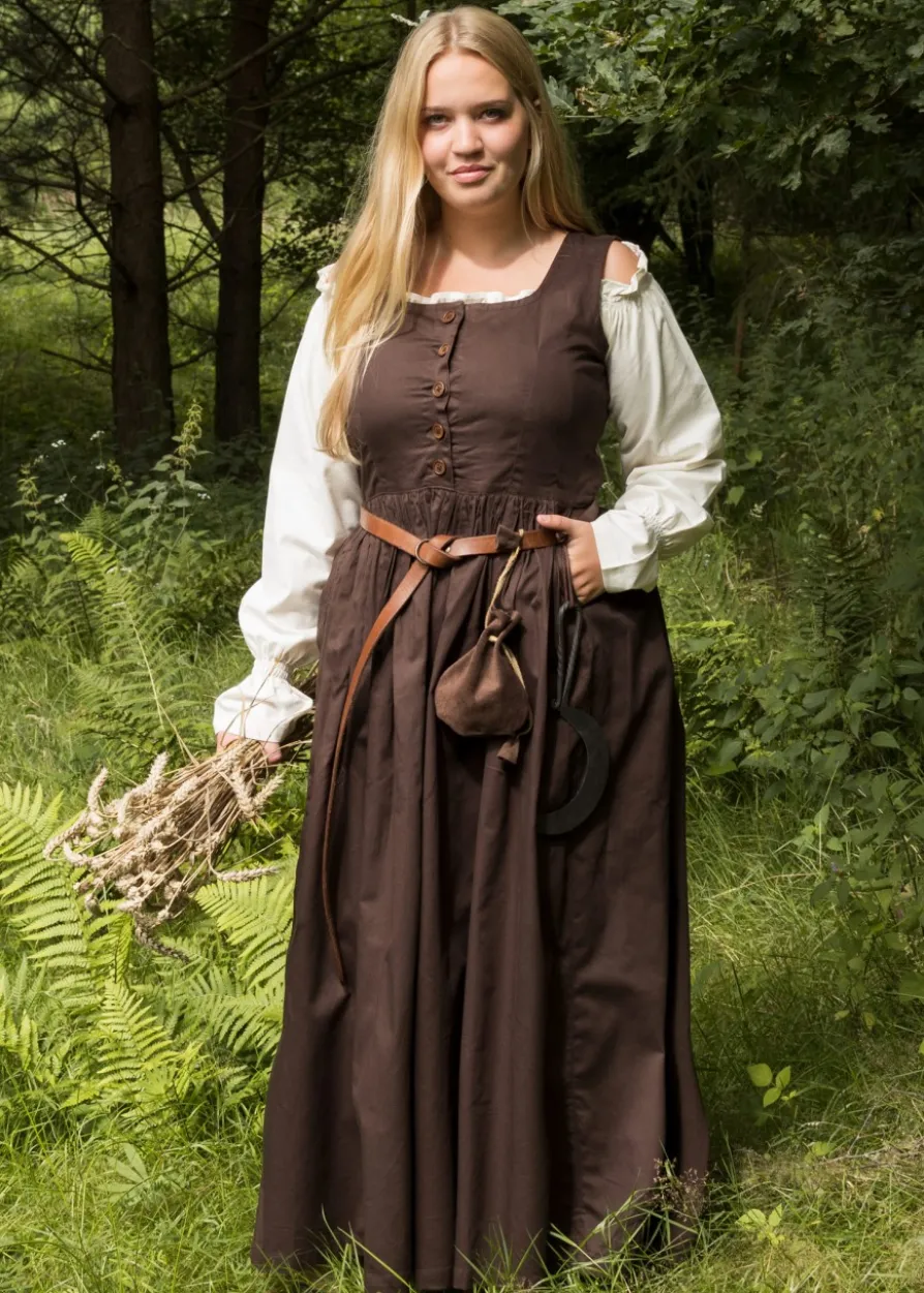 Ärmelloses Mittelalterkleid, Trägerkleid Lene, braun