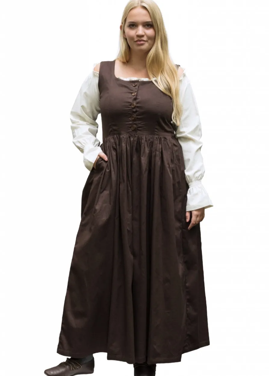 Ärmelloses Mittelalterkleid, Trägerkleid Lene, braun
