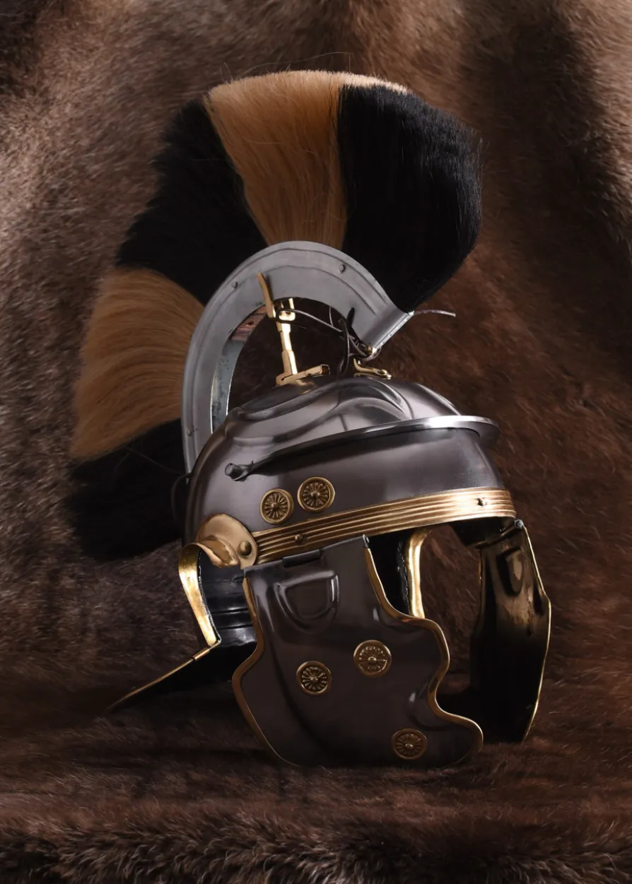 Römerhelm Imperial Gallic -G- Weisenau aus Stahl mit Helmbusch