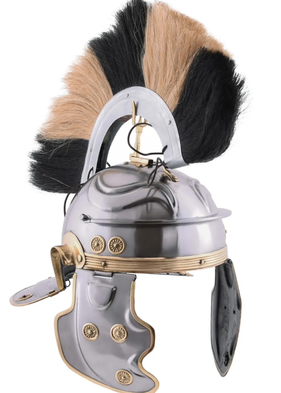 Römerhelm Imperial Gallic -G- Weisenau aus Stahl mit Helmbusch