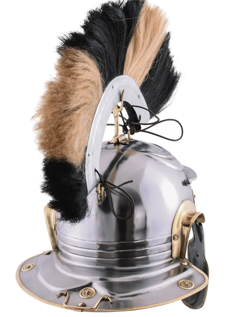 Römerhelm Imperial Gallic -G- Weisenau aus Stahl mit Helmbusch