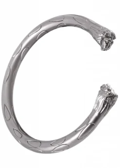 Römische Torques mit Löwenkopf, verzinntes Messing, Paar