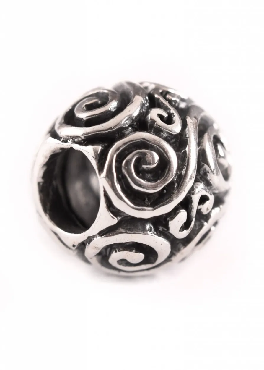 Runde Bartperle und Lockenperle mit Doppelspiralen aus Silber