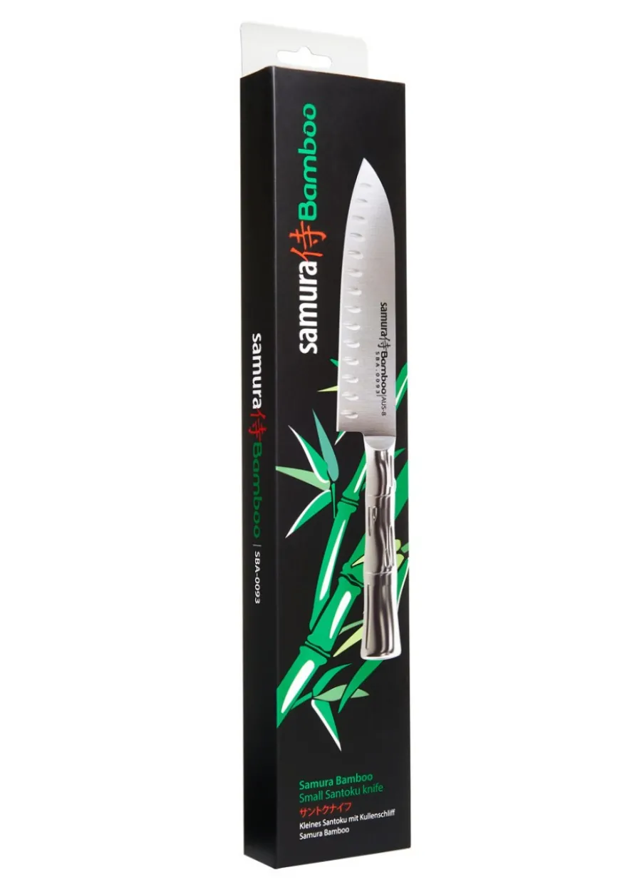 Samura Bamboo Kleines Santoku. Kullenschliff, 137 mm