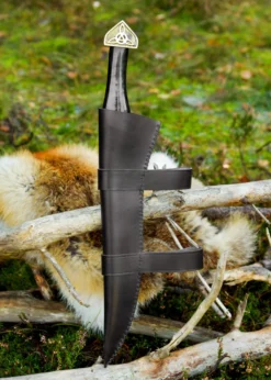 Sax aus Damaszenerstahl mit schwarzer Lederscheide & Horngriff