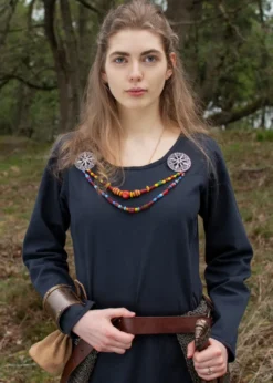 Schlichtes Mittelalterkleid Afra aus festem Canvas, dunkelblau