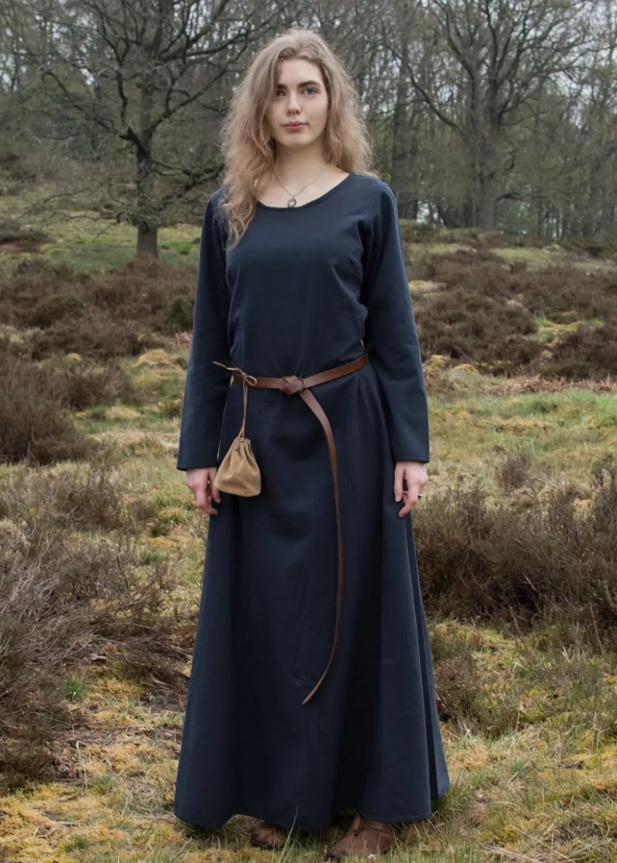 Schlichtes Mittelalterkleid Afra aus festem Canvas, dunkelblau