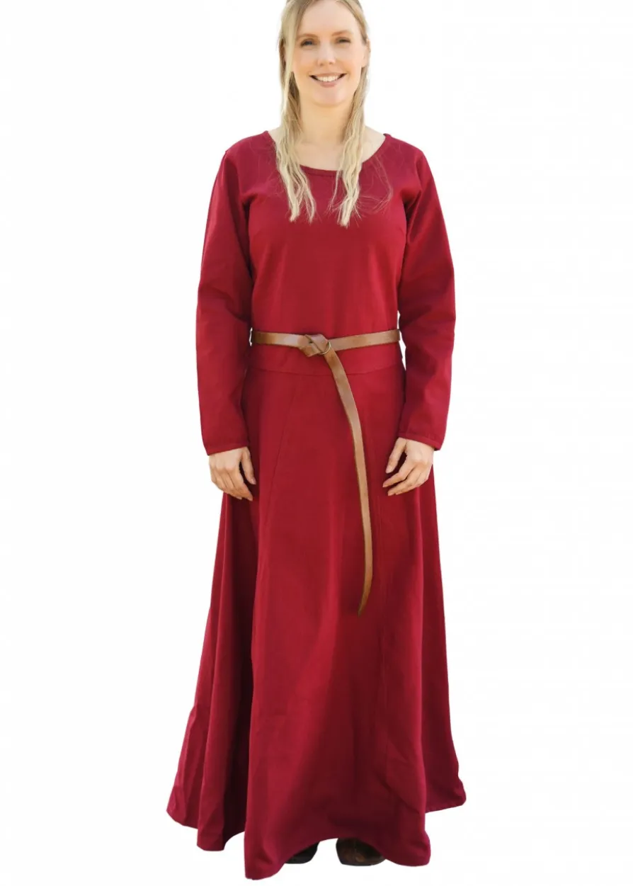 Schlichtes Mittelalterkleid Afra aus Canvas, weinrot