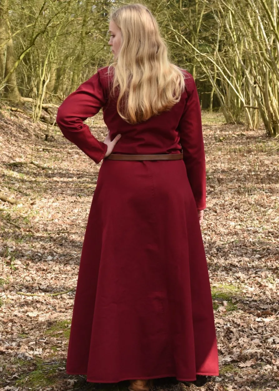 Schlichtes Mittelalterkleid Afra aus Canvas, weinrot
