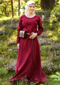 Schlichtes Mittelalterkleid Afra aus Canvas, weinrot