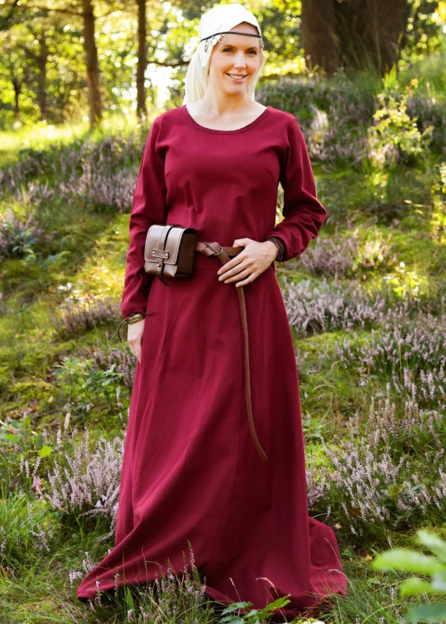 Schlichtes Mittelalterkleid Afra aus Canvas, weinrot
