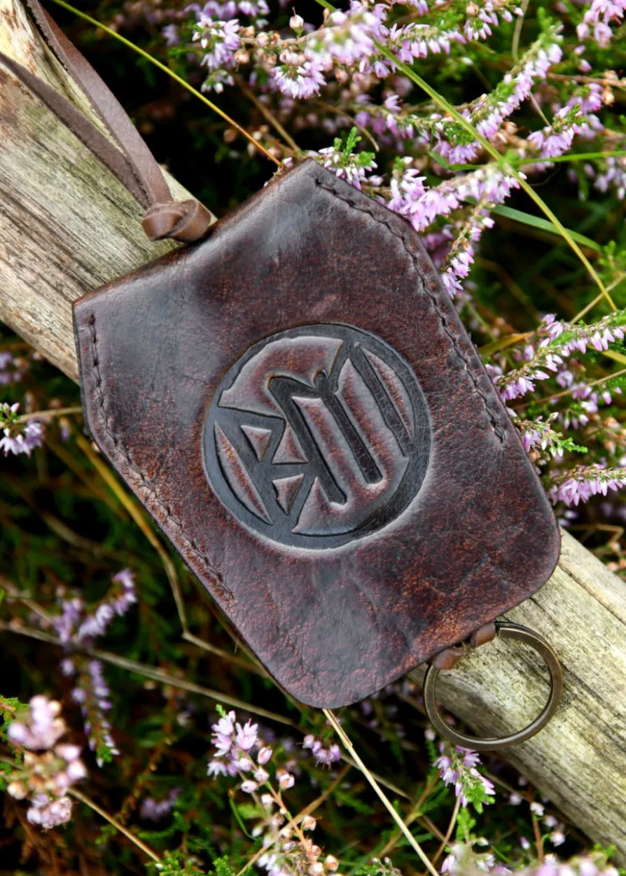 Schlüsselanhänger aus Leder mit Prägung, braun