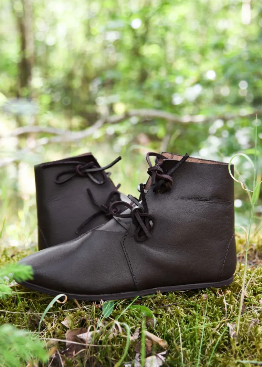 Schnürschuhe, dunkelbraun, halbhoch, seitlich geschnürt, Ulfberth